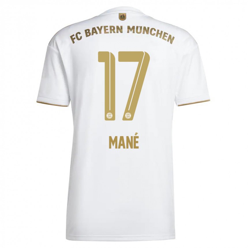 Uomo Maglia Sadio Mane #17 Oro Bianco Kit Gara Away 2022/23 Maglietta