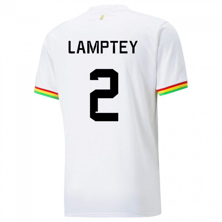 Bambino Maglia Ghana Tariq Lamptey #2 Bianco Kit Gara Home 22-24 Maglietta