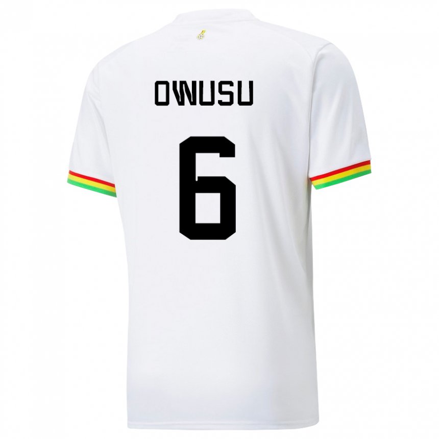 Bambino Maglia Ghana Elisha Owusu #6 Bianco Kit Gara Home 22-24 Maglietta