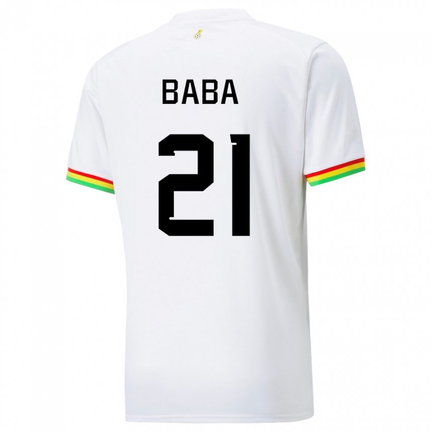 Bambino Maglia Ghana Iddrisu Baba #21 Bianco Kit Gara Home 22-24 Maglietta