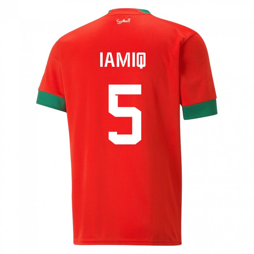 Bambino Maglia Marocco Jawad Iamiq #5 Rosso Kit Gara Home 22-24 Maglietta