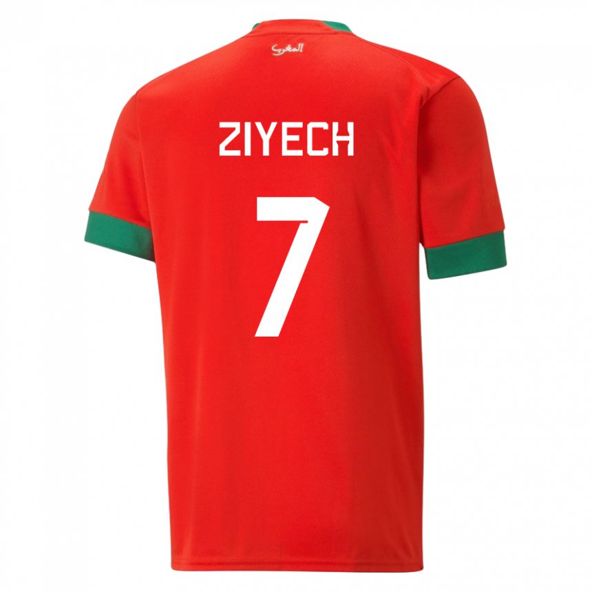 Bambino Maglia Marocco Hakim Ziyech #7 Rosso Kit Gara Home 22-24 Maglietta