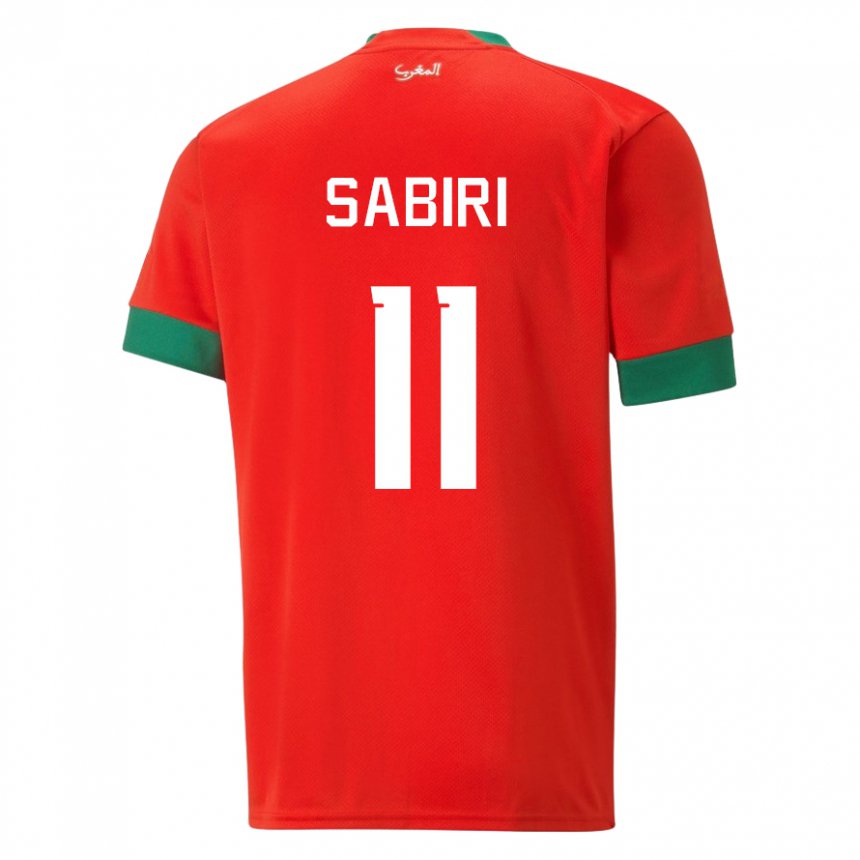 Bambino Maglia Marocco Abdelhamid Sabiri #11 Rosso Kit Gara Home 22-24 Maglietta