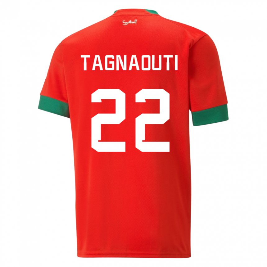 Bambino Maglia Marocco Ahmed Reda Tagnaouti #22 Rosso Kit Gara Home 22-24 Maglietta