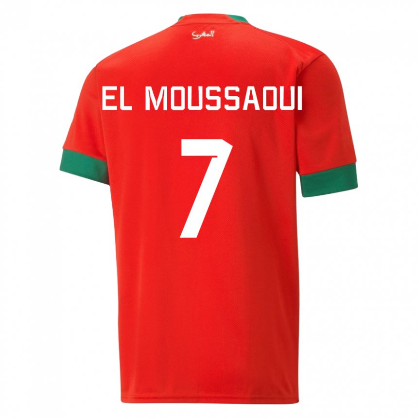 Bambino Maglia Marocco Hamza El Moussaoui #7 Rosso Kit Gara Home 22-24 Maglietta