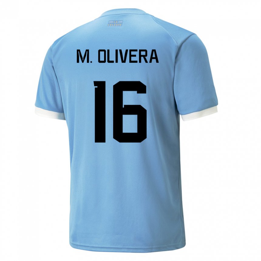 Bambino Maglia Uruguay Mathias Olivera #16 Blu Kit Gara Home 22-24 Maglietta