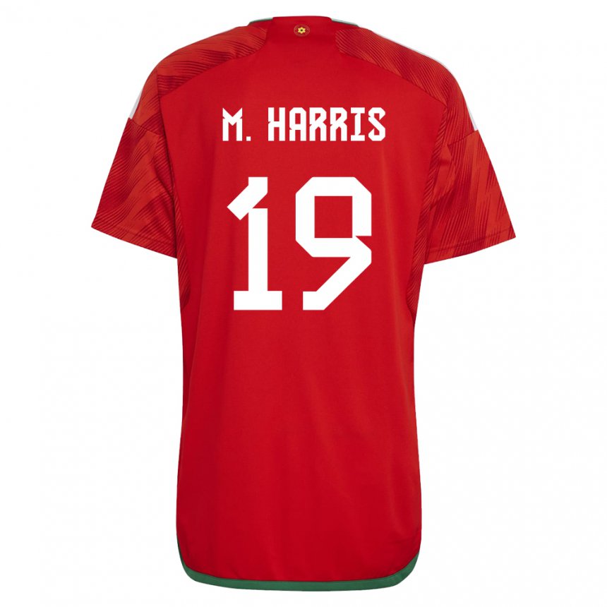 Bambino Maglia Galles Mark Harris #19 Rosso Kit Gara Home 22-24 Maglietta