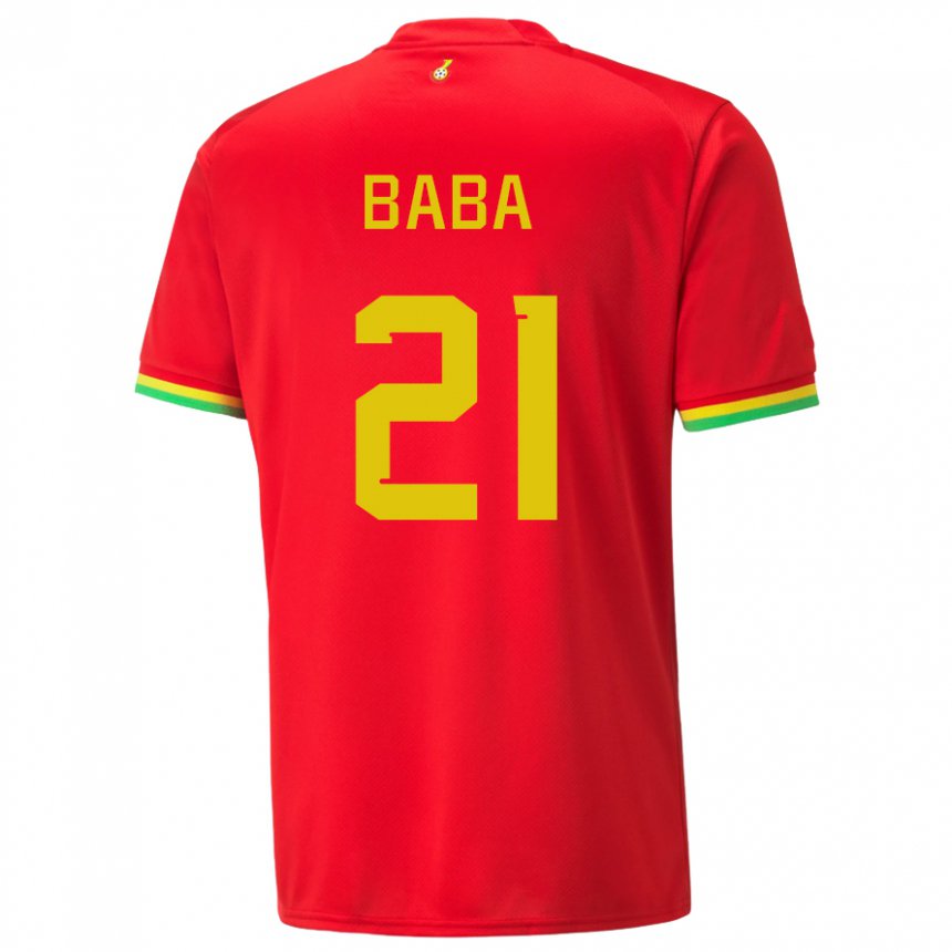 Bambino Maglia Ghana Iddrisu Baba #21 Rosso Kit Gara Away 22-24 Maglietta