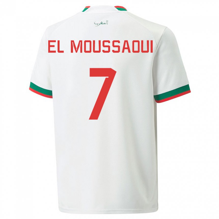 Bambino Maglia Marocco Hamza El Moussaoui #7 Bianco Kit Gara Away 22-24 Maglietta