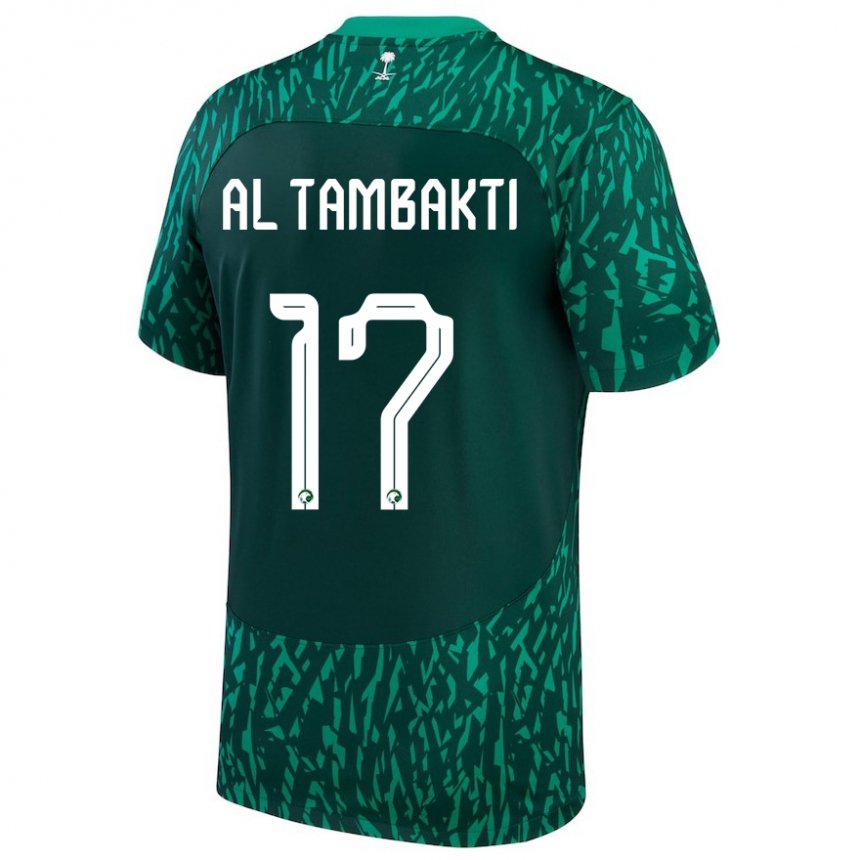 Bambino Maglia Arabia Saudita Hassan Al Tambakti #17 Verde Scuro Kit Gara Away 22-24 Maglietta