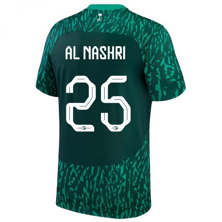 Bambino Maglia Arabia Saudita Awad Al Nashri #25 Verde Scuro Kit Gara Away 22-24 Maglietta