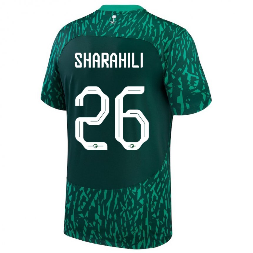 Bambino Maglia Arabia Saudita Riyadh Sharahili #26 Verde Scuro Kit Gara Away 22-24 Maglietta