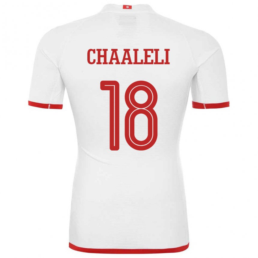 Bambino Maglia Tunisia Ghaliene Chaaleli #18 Bianco Kit Gara Away 22-24 Maglietta