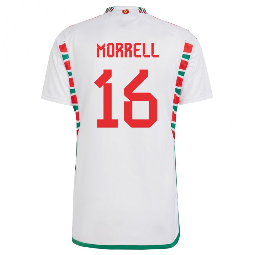 Bambino Maglia Galles Joe Morrell #16 Bianco Kit Gara Away 22-24 Maglietta