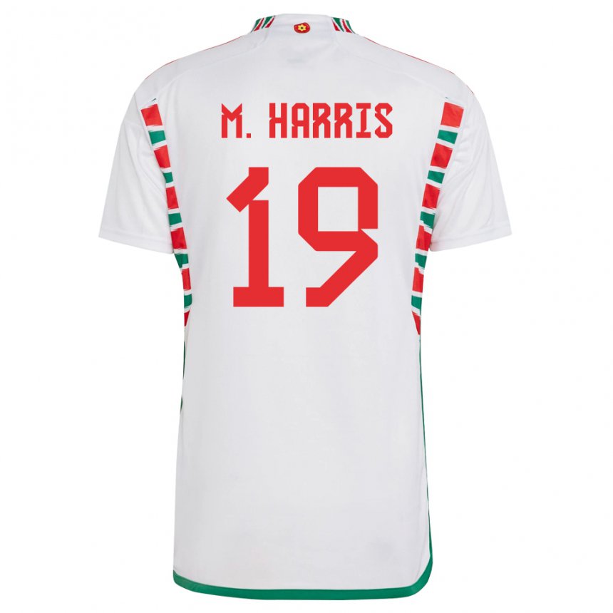Bambino Maglia Galles Mark Harris #19 Bianco Kit Gara Away 22-24 Maglietta