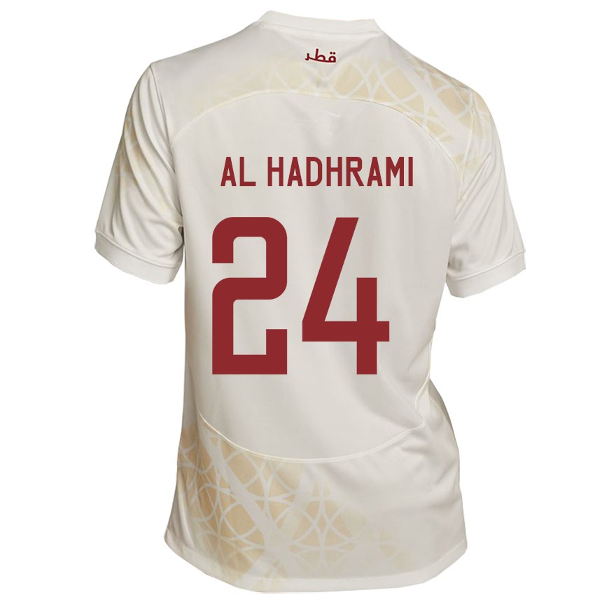 Bambino Maglia Qatar Naif Abdulraheem Al Hadhrami #24 Beige Oro Kit Gara Away 22-24 Maglietta