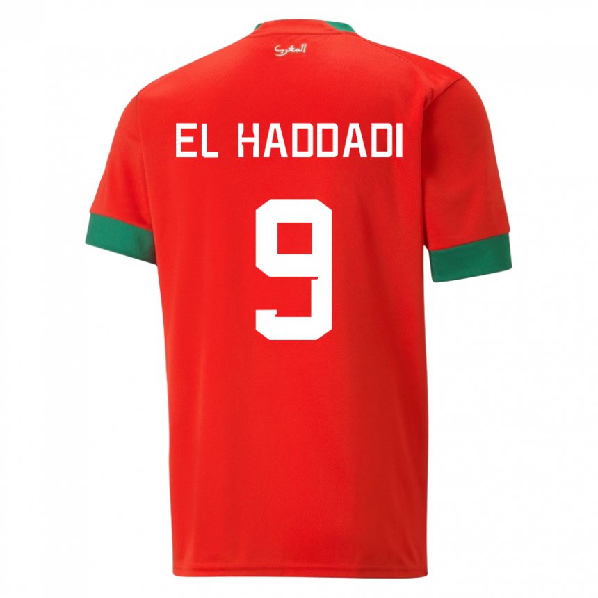 Uomo Maglia Marocco Munir El Haddadi #9 Rosso Kit Gara Home 22-24 Maglietta