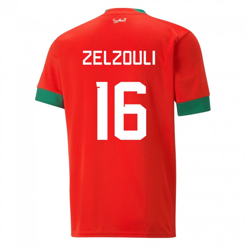 Uomo Maglia Marocco Abdessamad Zelzouli #16 Rosso Kit Gara Home 22-24 Maglietta