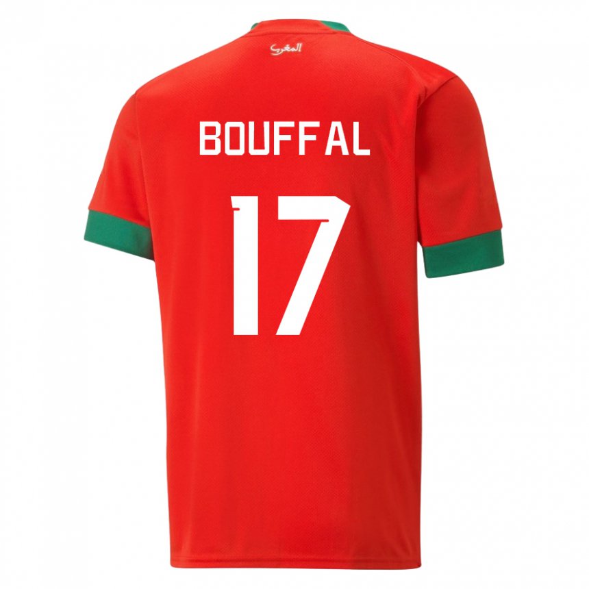Uomo Maglia Marocco Soufiane Bouffal #17 Rosso Kit Gara Home 22-24 Maglietta