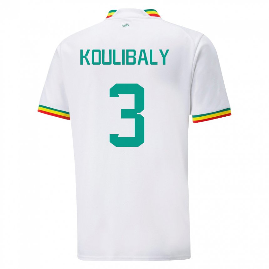 Uomo Maglia Senegal Kalidou Koulibaly #3 Bianco Kit Gara Home 22-24 Maglietta