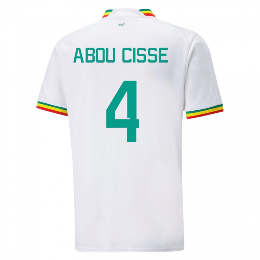 Uomo Maglia Senegal Pape Abou Cisse #4 Bianco Kit Gara Home 22-24 Maglietta