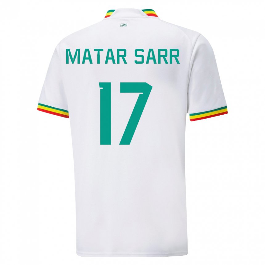 Uomo Maglia Senegal Pape Matar Sarr #17 Bianco Kit Gara Home 22-24 Maglietta