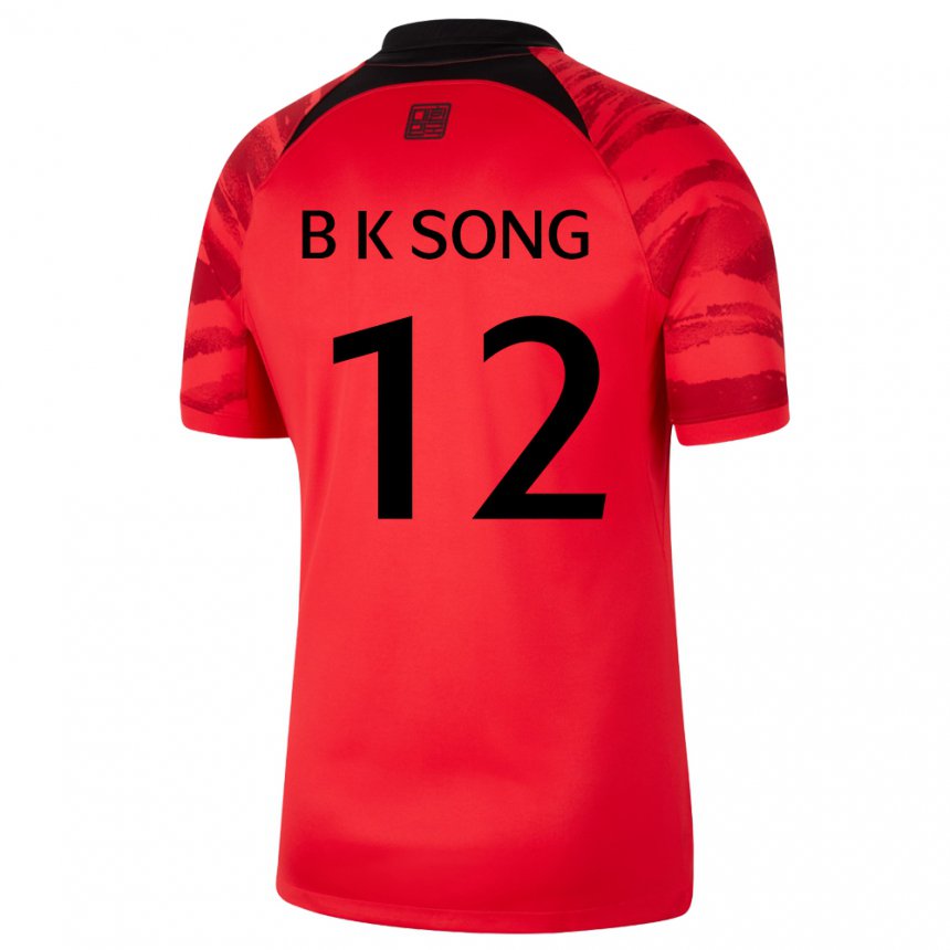 Uomo Maglia Corea Del Sud Bum-keun Song #12 Rosso Nero Kit Gara Home 22-24 Maglietta