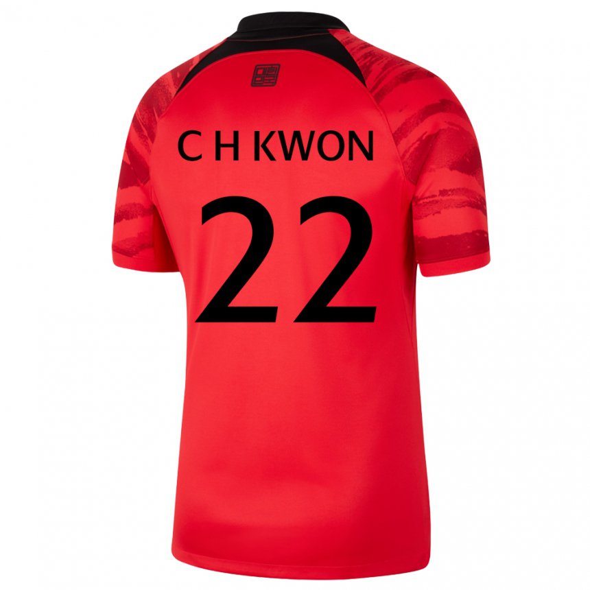 Uomo Maglia Corea Del Sud Chang-hoon Kwon #22 Rosso Nero Kit Gara Home 22-24 Maglietta