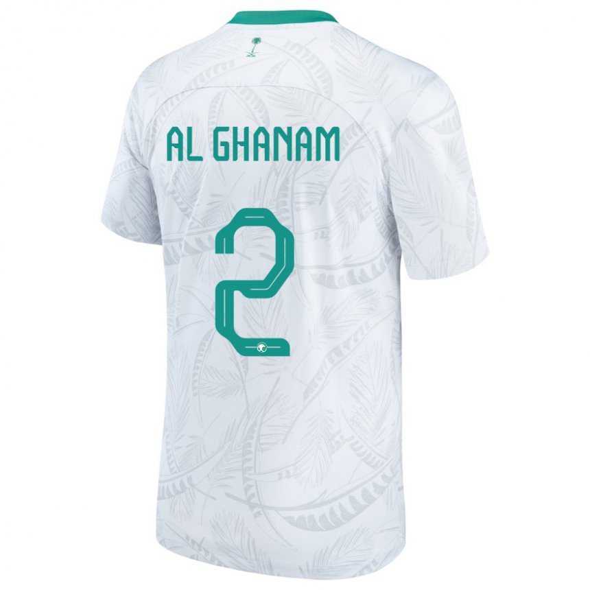 Uomo Maglia Arabia Saudita Sultan Al Ghanam #2 Bianco Kit Gara Home 22-24 Maglietta