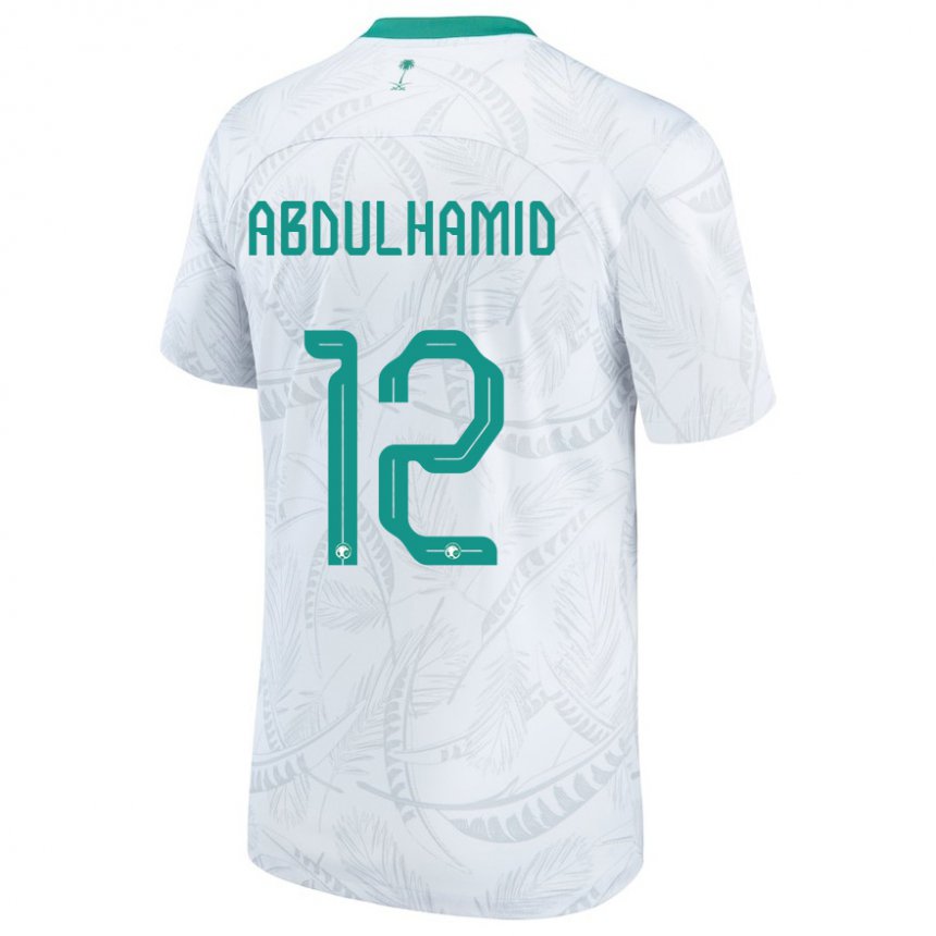 Uomo Maglia Arabia Saudita Saud Abdulhamid #12 Bianco Kit Gara Home 22-24 Maglietta