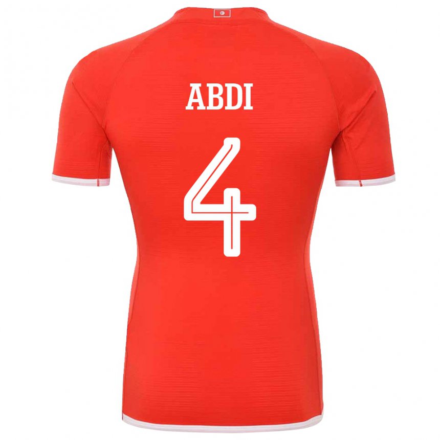Uomo Maglia Tunisia Ali Abdi #4 Rosso Kit Gara Home 22-24 Maglietta