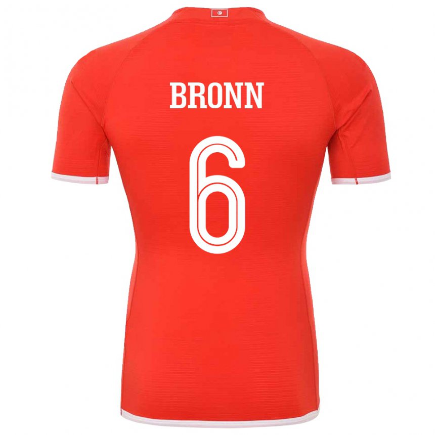 Uomo Maglia Tunisia Dylan Bronn #6 Rosso Kit Gara Home 22-24 Maglietta
