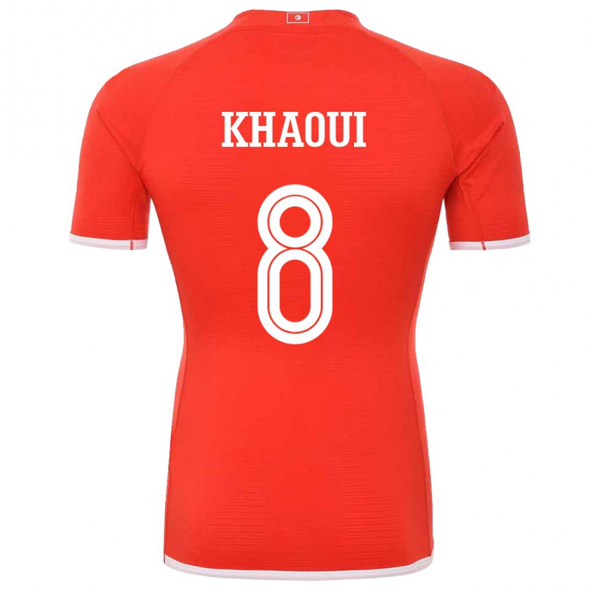 Uomo Maglia Tunisia Saif Eddine Khaoui #8 Rosso Kit Gara Home 22-24 Maglietta
