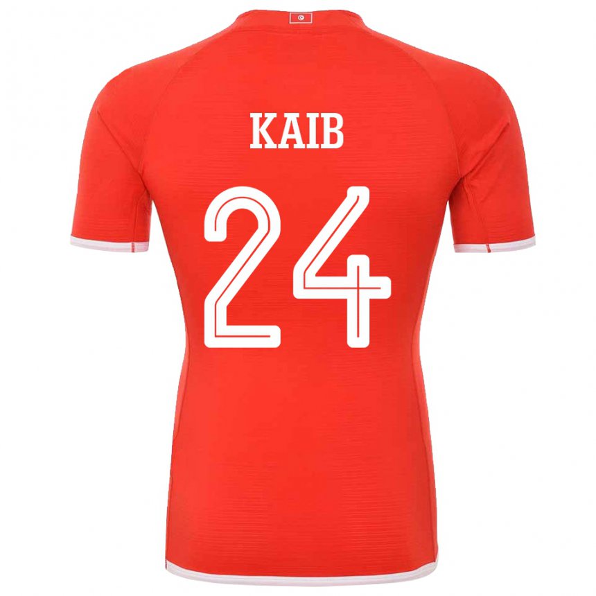 Uomo Maglia Tunisia Rami Kaib #24 Rosso Kit Gara Home 22-24 Maglietta