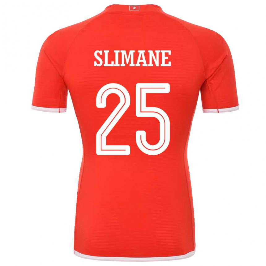 Uomo Maglia Tunisia Anis Ben Slimane #25 Rosso Kit Gara Home 22-24 Maglietta