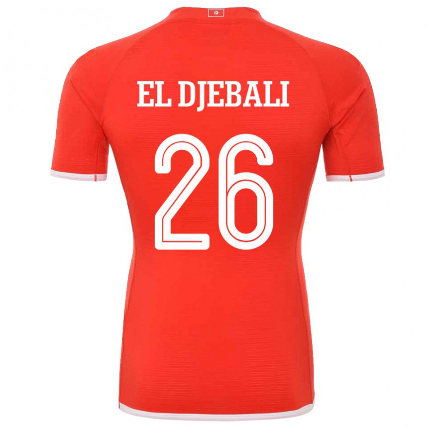 Uomo Maglia Tunisia Chaim El Djebali #26 Rosso Kit Gara Home 22-24 Maglietta