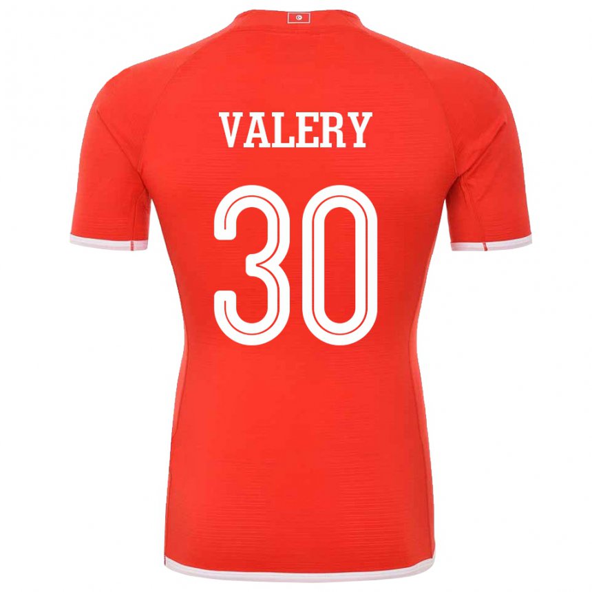 Uomo Maglia Tunisia Yann Valery #30 Rosso Kit Gara Home 22-24 Maglietta
