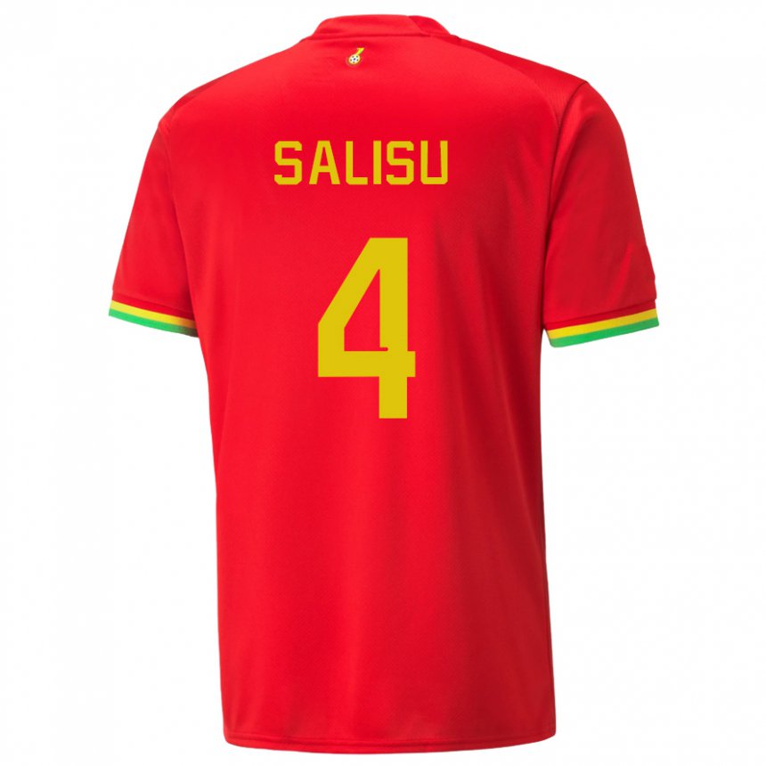 Uomo Maglia Ghana Mohammed Salisu #4 Rosso Kit Gara Away 22-24 Maglietta