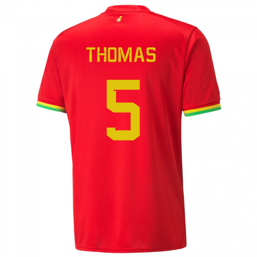 Uomo Maglia Ghana Thomas Partey #5 Rosso Kit Gara Away 22-24 Maglietta