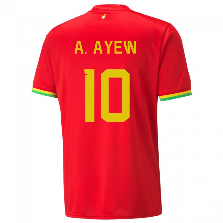 Uomo Maglia Ghana Andre Ayew #10 Rosso Kit Gara Away 22-24 Maglietta