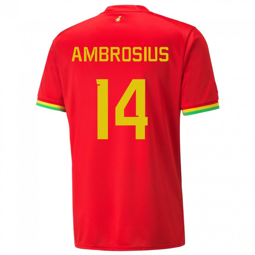Uomo Maglia Ghana Stephan Ambrosius #14 Rosso Kit Gara Away 22-24 Maglietta
