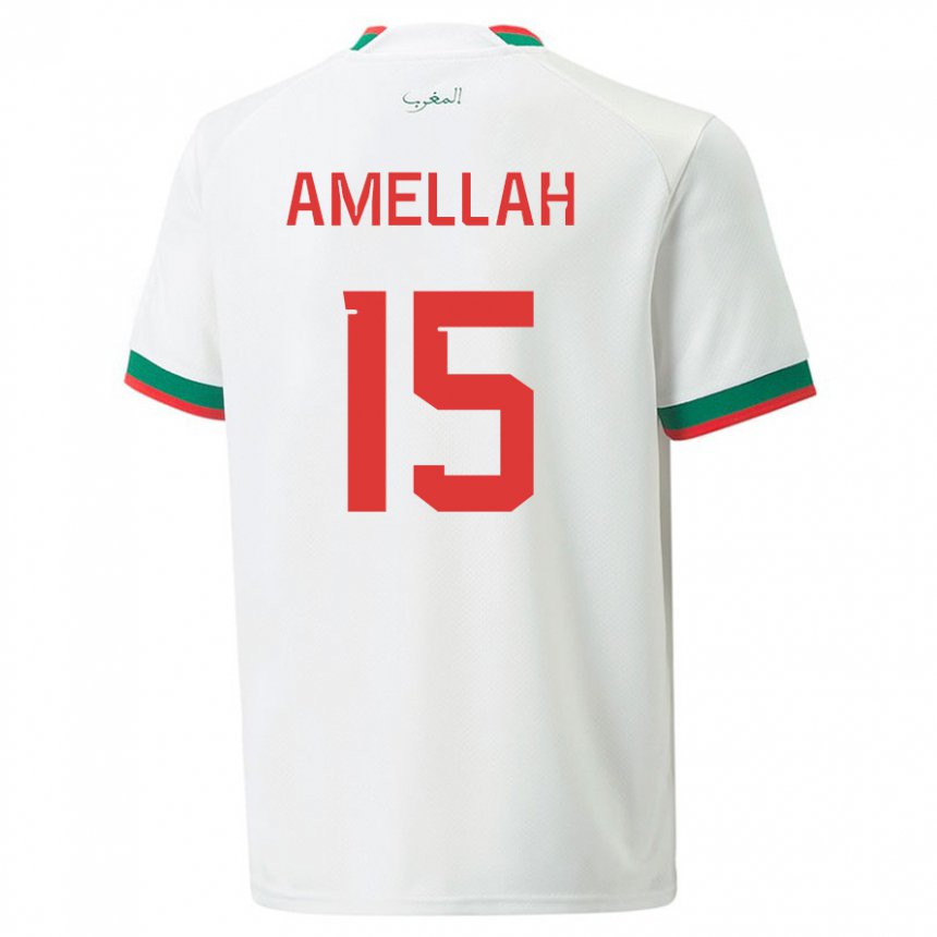Uomo Maglia Marocco Selim Amellah #15 Bianco Kit Gara Away 22-24 Maglietta