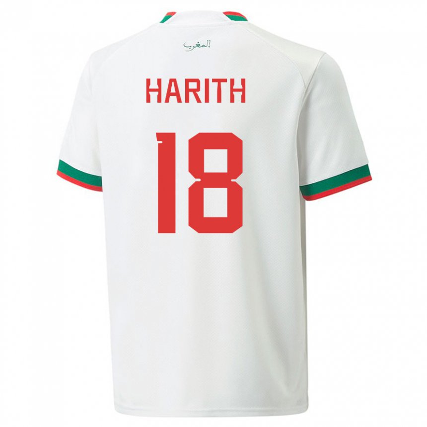 Uomo Maglia Marocco Amine Harith #18 Bianco Kit Gara Away 22-24 Maglietta