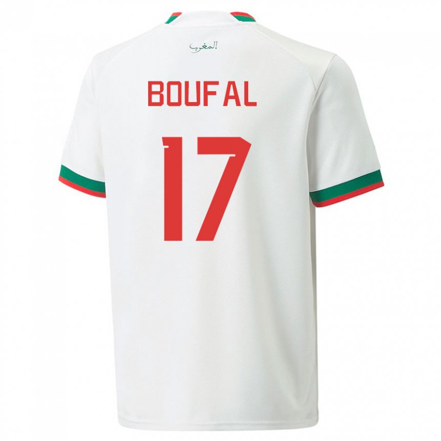 Uomo Maglia Marocco Sofiane Boufal #17 Bianco Kit Gara Away 22-24 Maglietta