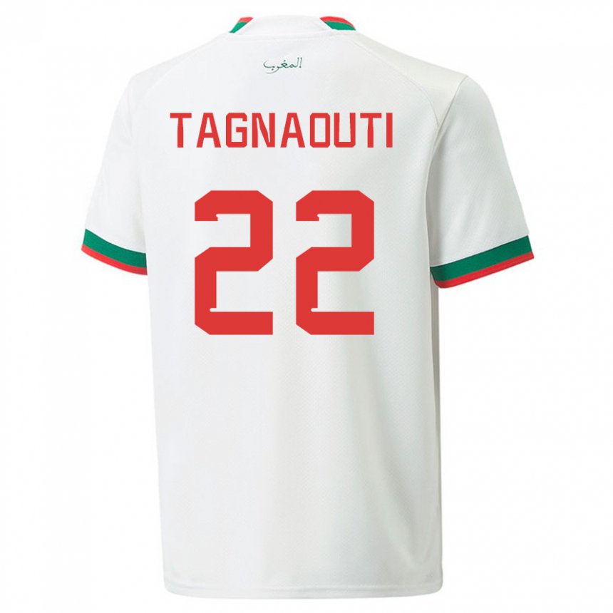 Uomo Maglia Marocco Ahmed Reda Tagnaouti #22 Bianco Kit Gara Away 22-24 Maglietta