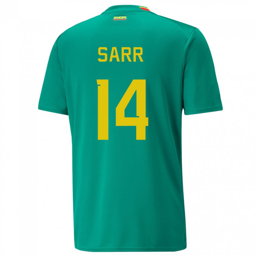 Uomo Maglia Senegal Pape Sarr #14 Verde Kit Gara Away 22-24 Maglietta