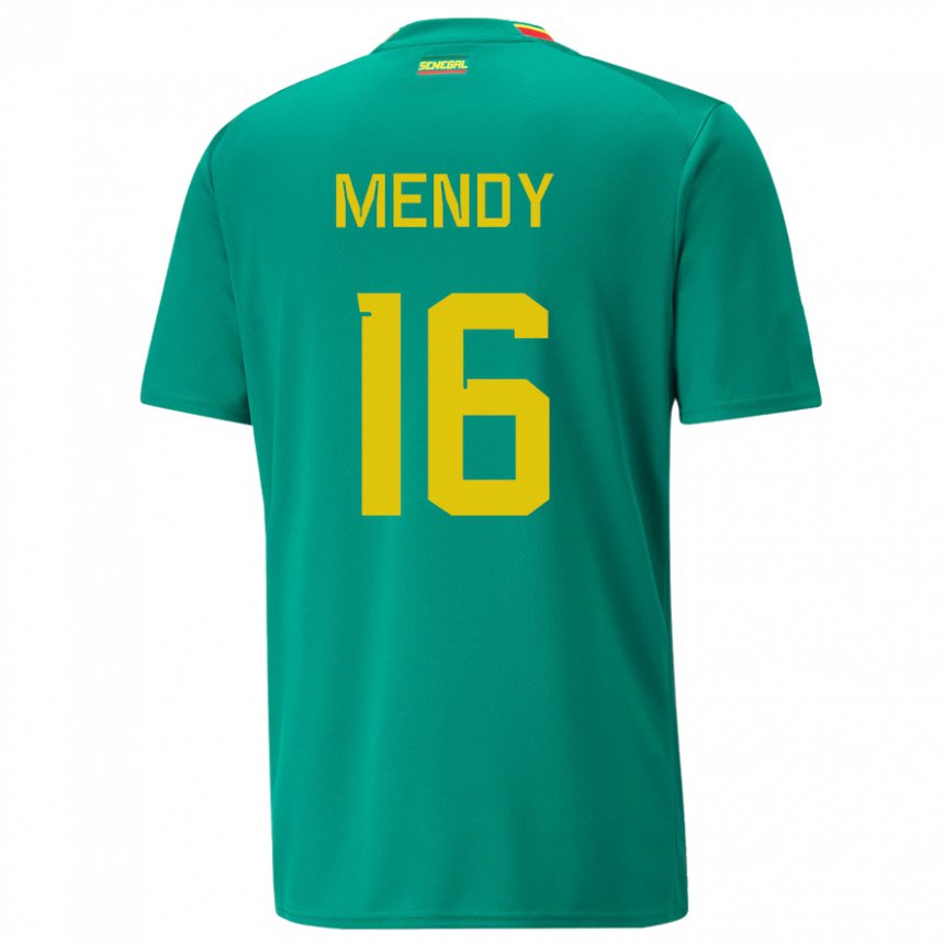 Uomo Maglia Senegal Edouard Mendy #16 Verde Kit Gara Away 22-24 Maglietta