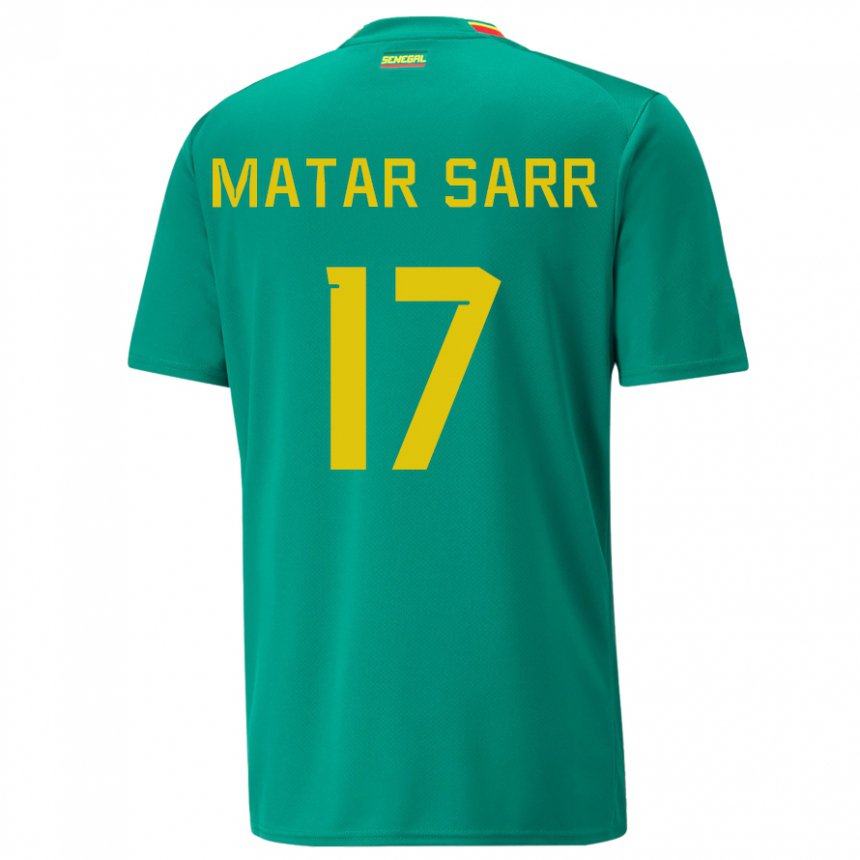 Uomo Maglia Senegal Pape Matar Sarr #17 Verde Kit Gara Away 22-24 Maglietta