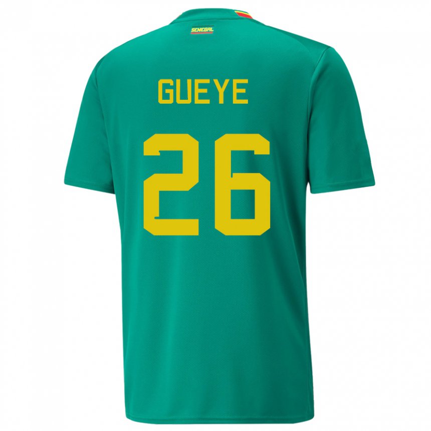 Uomo Maglia Senegal Pape Gueye #26 Verde Kit Gara Away 22-24 Maglietta