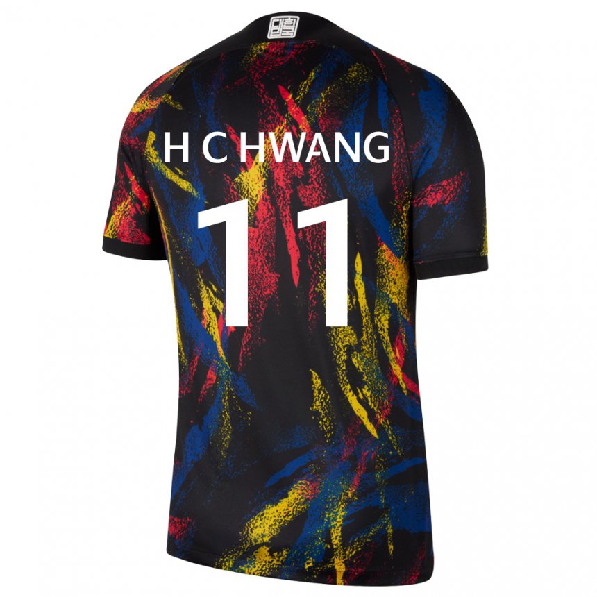 Uomo Maglia Corea Del Sud Hee-chan Hwang #11 Multicolore Kit Gara Away 22-24 Maglietta